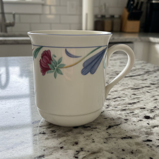 Lenox Poppies On Blue Coffee Tea Mug Cup 3.75" Tall