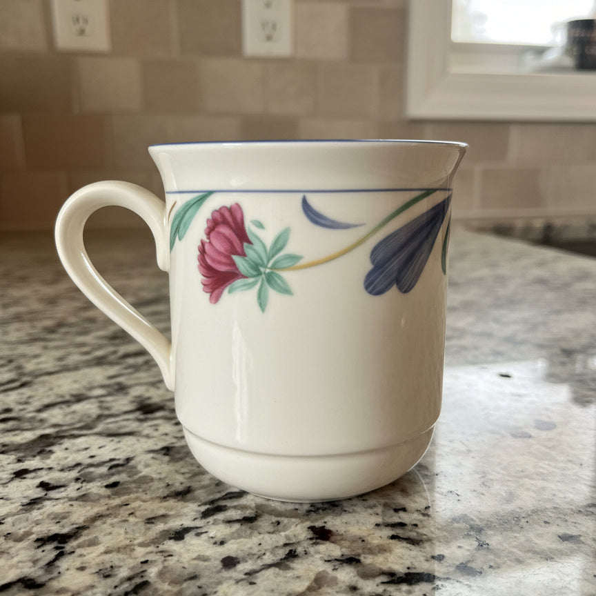 Lenox Poppies On Blue Coffee Tea Mug Cup 3.75" Tall