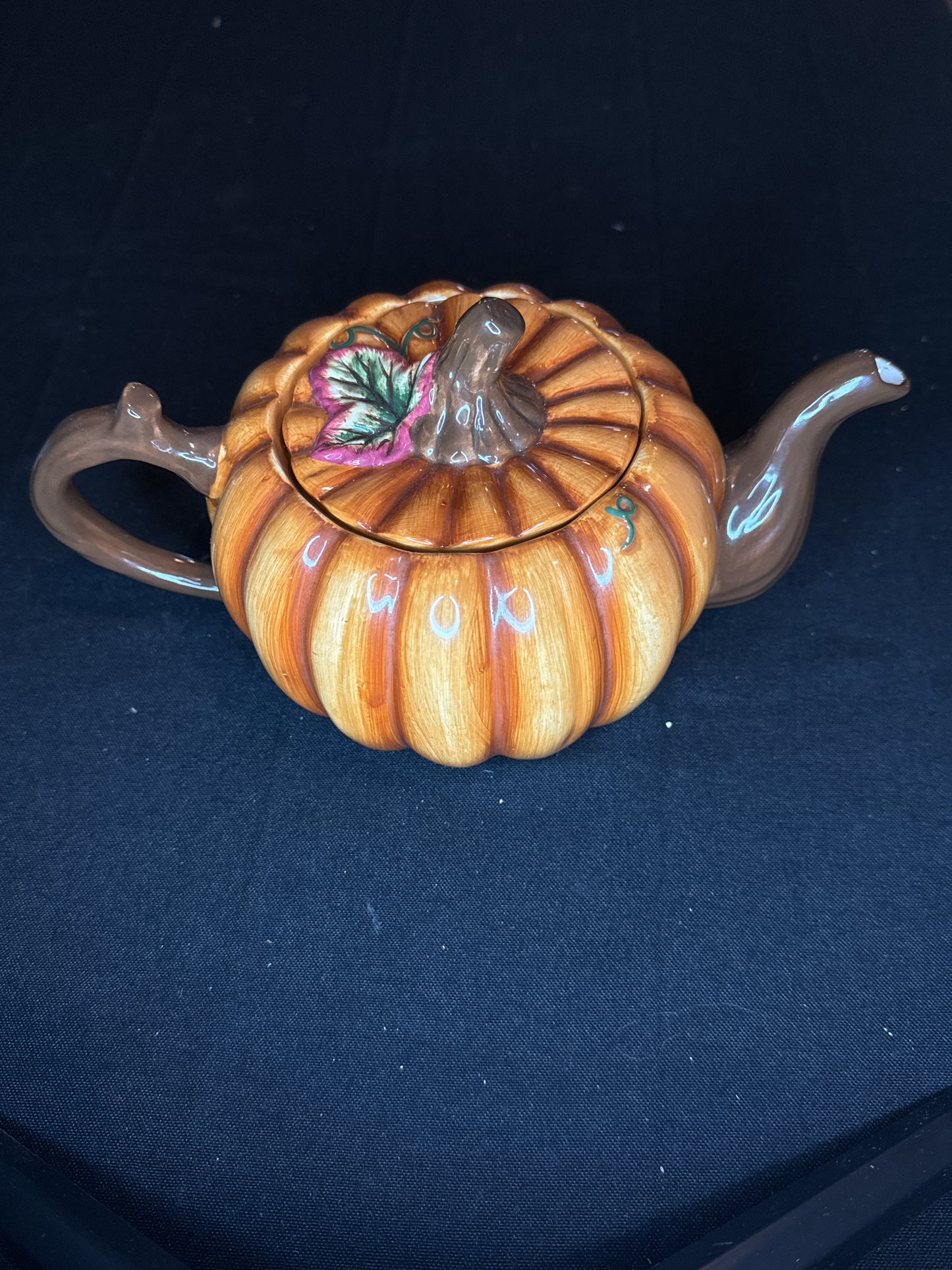 The Marketplace Ceramic Pumpkin Teapot w/ Lid