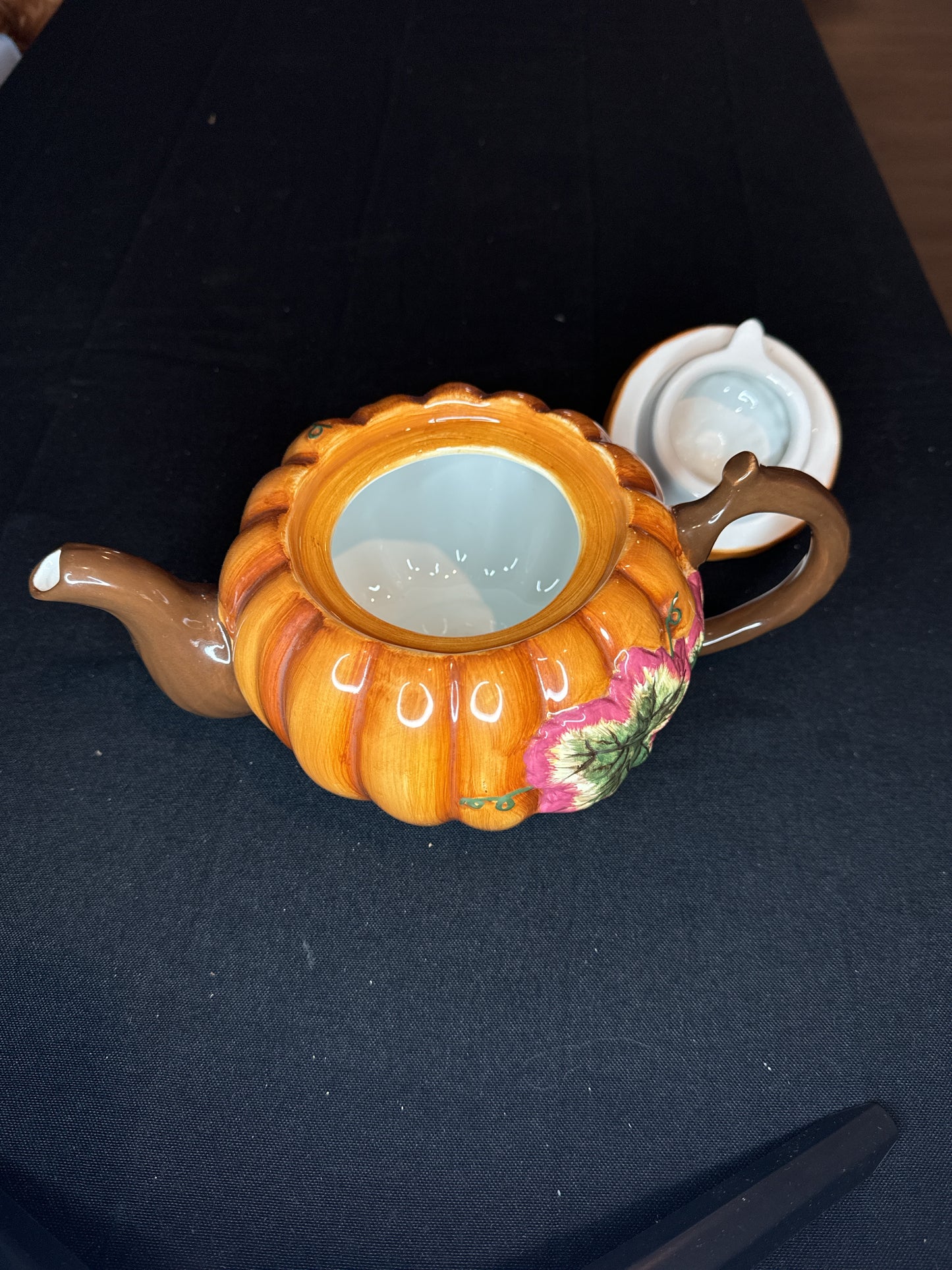 The Marketplace Ceramic Pumpkin Teapot w/ Lid