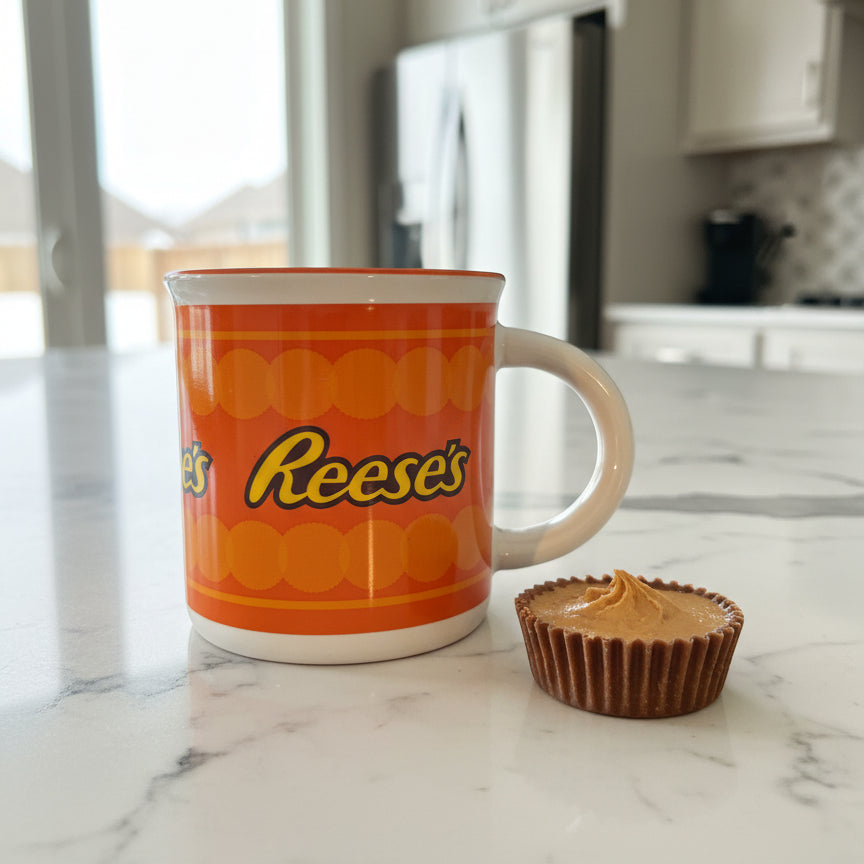 Original Reese's Pieces Coffee Cup Mug Galerie 3 5/8" Tall