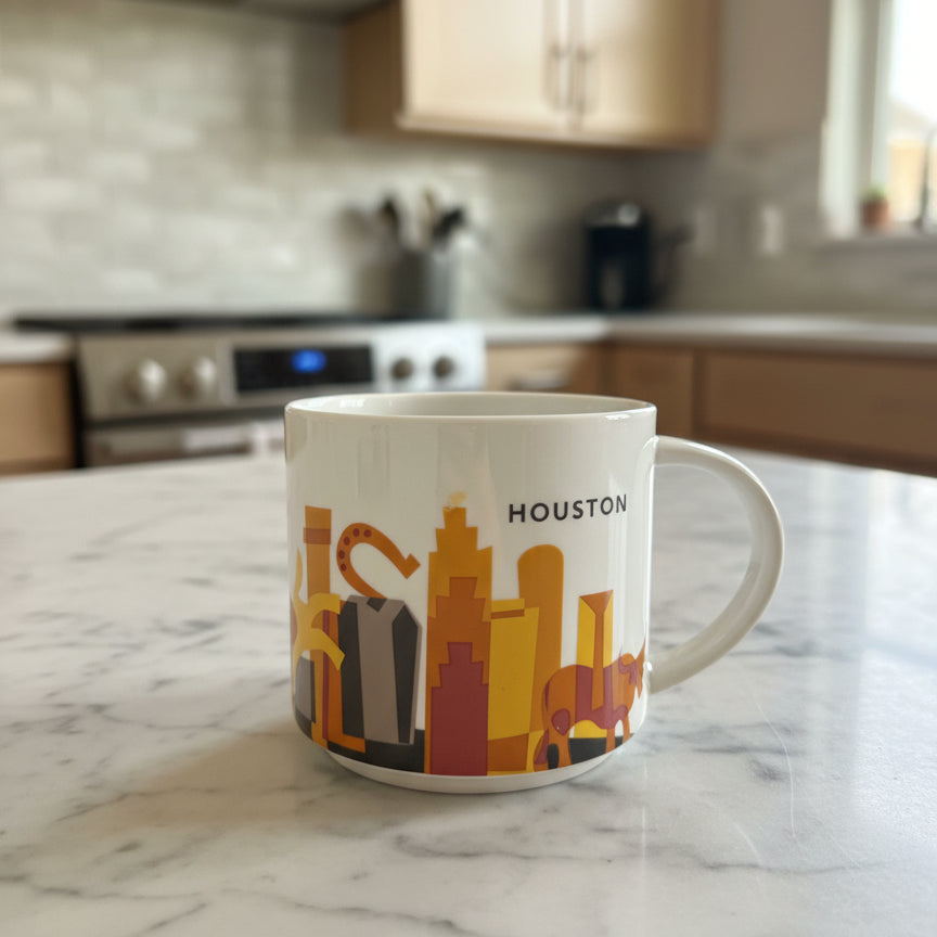 Starbucks You Are Here Series Houston, TX 14oz 2017 Brown Interior Collectors Coffee Cup Mug