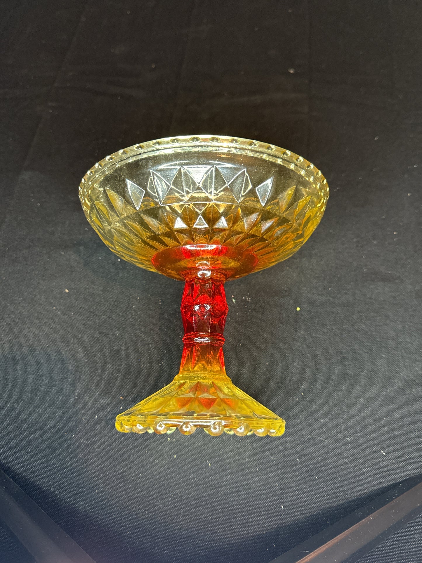 Red/Orange Carnival Glass Footed Candy Dish Nut Dish