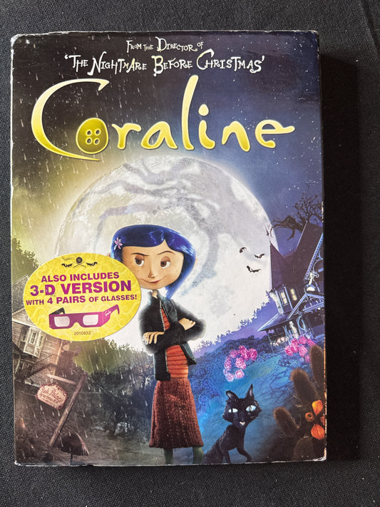 Coraline DVD w/ 4 Pairs of 3-D Glasses