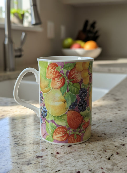 Royal Doulton Expressions 1993 Beverly Hewitt Country Fruits Coffee Mug Cup 4" Tall
