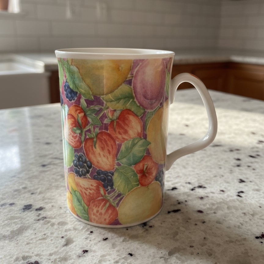 Royal Doulton Expressions 1993 Beverly Hewitt Country Fruits Coffee Mug Cup 4" Tall