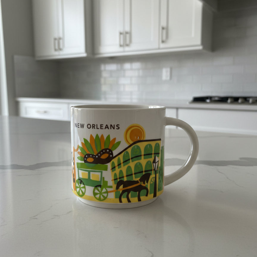 Starbucks You Are Here Series New Orleans, LA 14oz 3.5" Tall Brown Interior Coffee Cup Mug