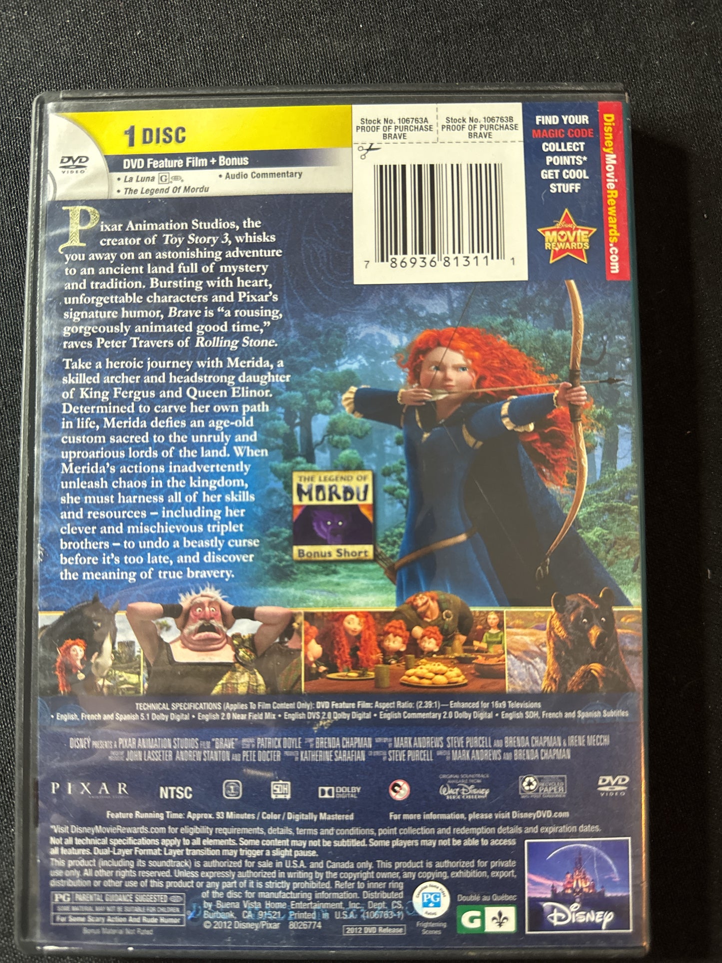 Disney Pixar Brave DVD