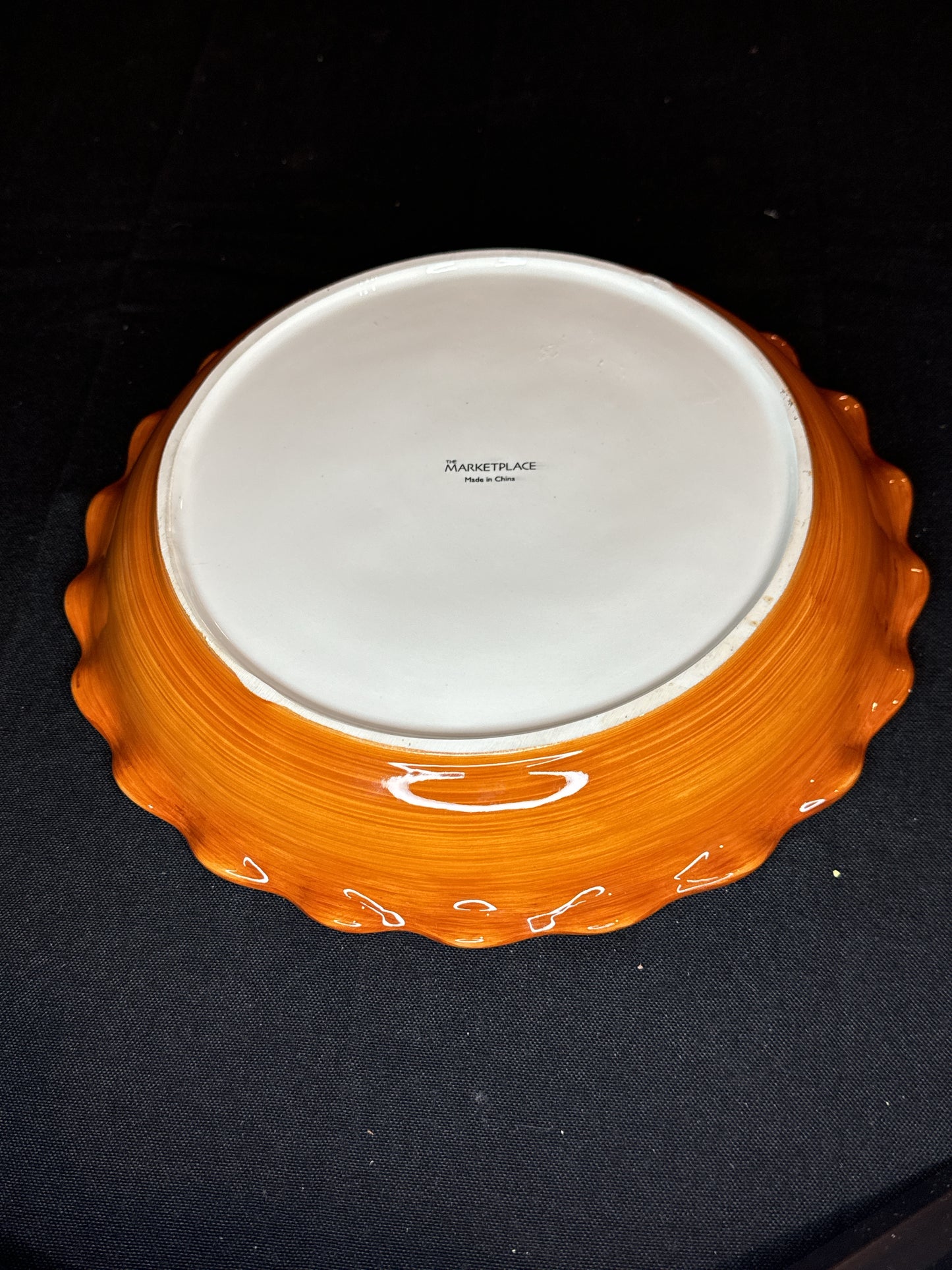 The Marketplace Autumn Harvest Pumpkin Serving Tray Pie Plate 10.5"