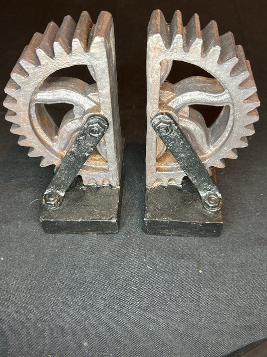 Resin Wheel Gear Bookends 7" Tall