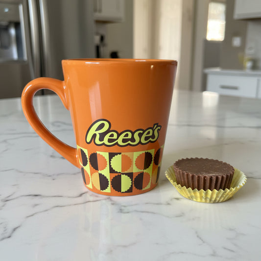 Reese's Peanut Butter Cup Original Coffee Cup Mug 4" Tall Orange Interior