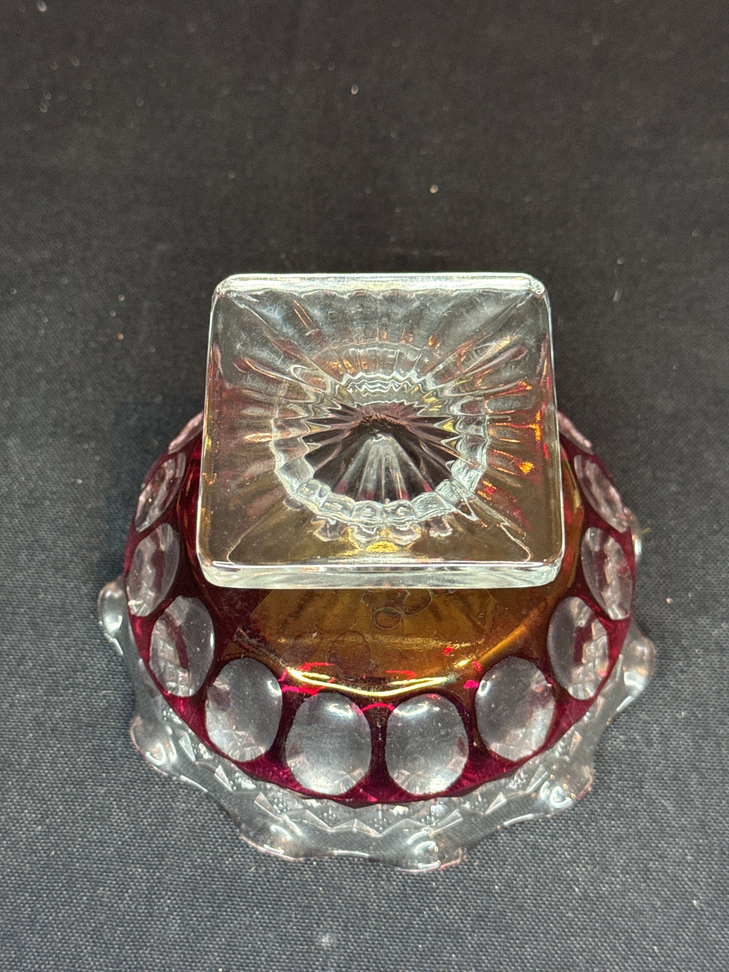 Westmoreland Waterford Wakefield Ruby Flashed Diamond Quilted Crimped Candy Dish