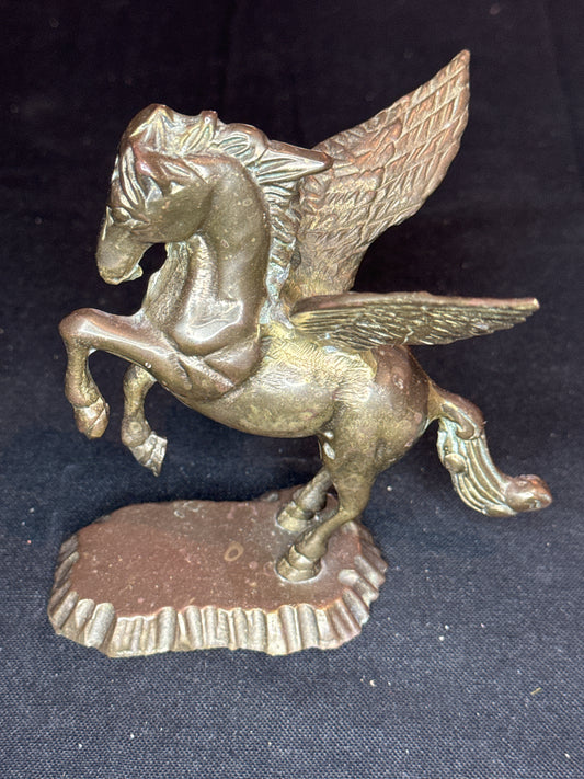 Aldon Solid Brass Pegasus Statue Flying Winged Mythical Horse Flowing Mane 5.5" 1981