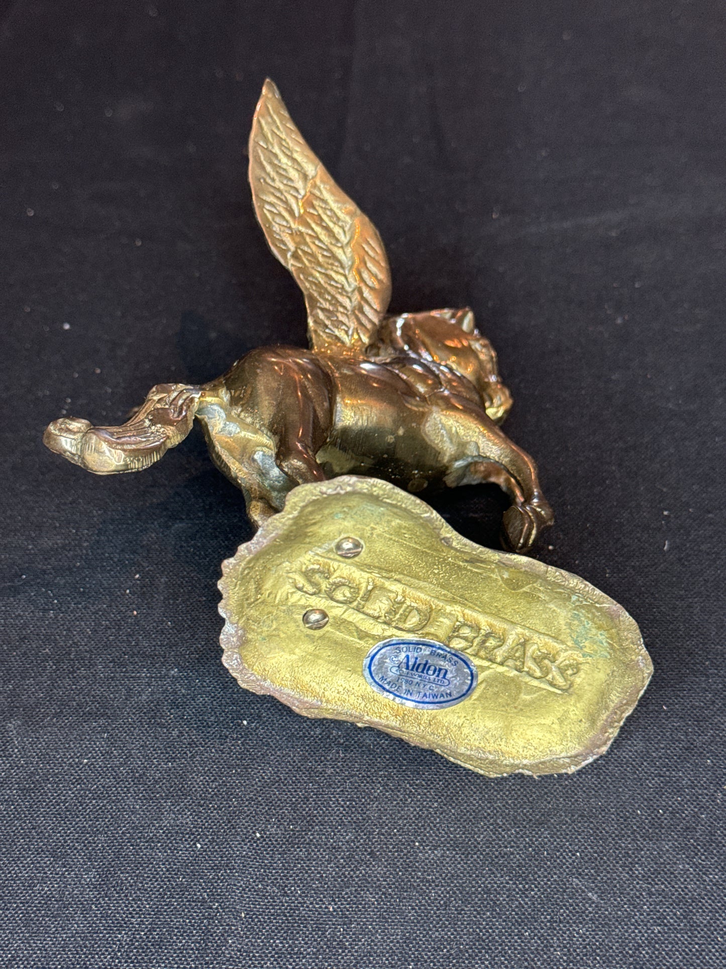 Aldon Solid Brass Pegasus Statue Flying Winged Mythical Horse Flowing Mane 5.5" 1981