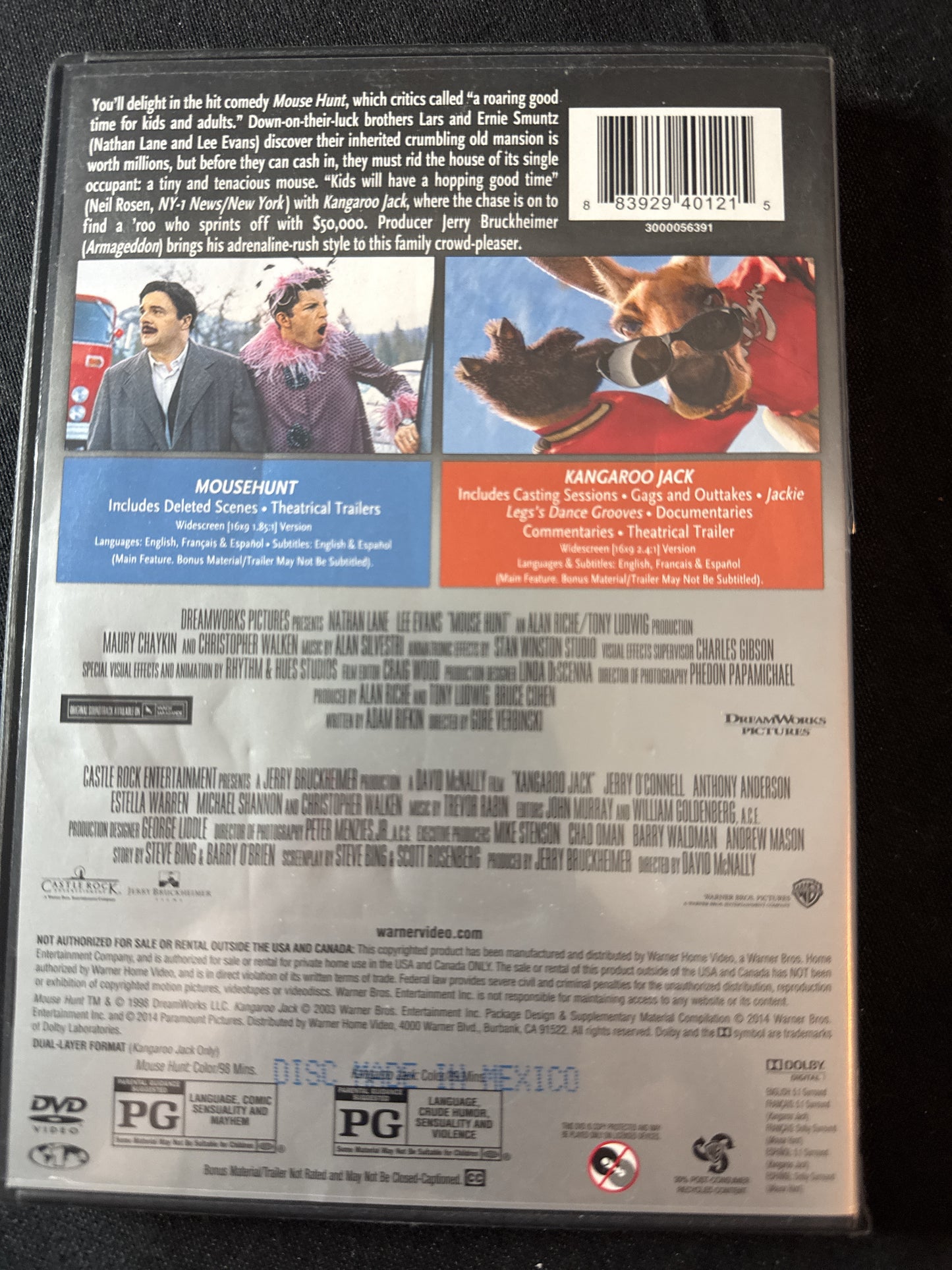 Double Feature Mouse Hunt & Kangaroo Jack DVDs