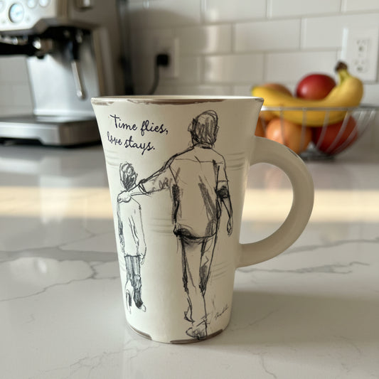 Vintage Hallmark Ken Sheldon Time Flies Love Stays Tall Coffee Cup Mug 5 1/8" Tall