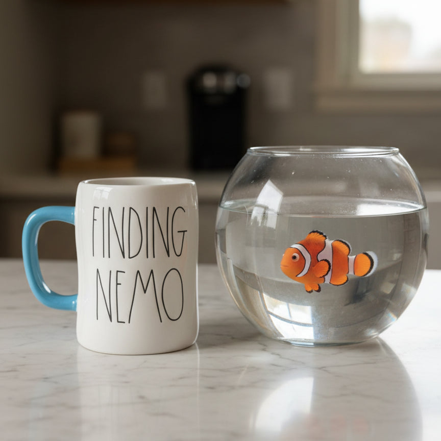 Rae Dunn Finding Nemo Coffee Cup Mug New Blue Interior 5" Tall Pixar