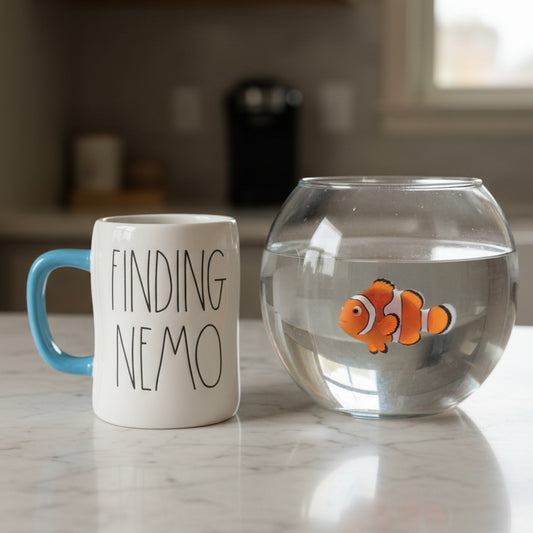 Rae Dunn Finding Nemo Coffee Cup Mug New Blue Interior 5" Tall Pixar