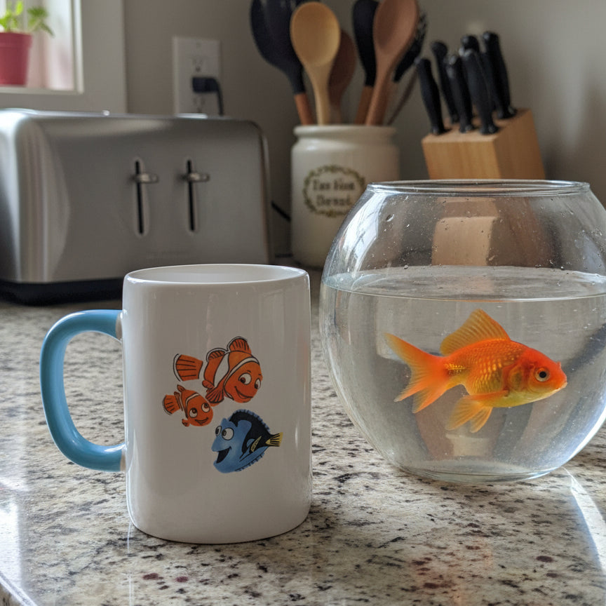 Rae Dunn Finding Nemo Coffee Cup Mug New Blue Interior 5" Tall Pixar