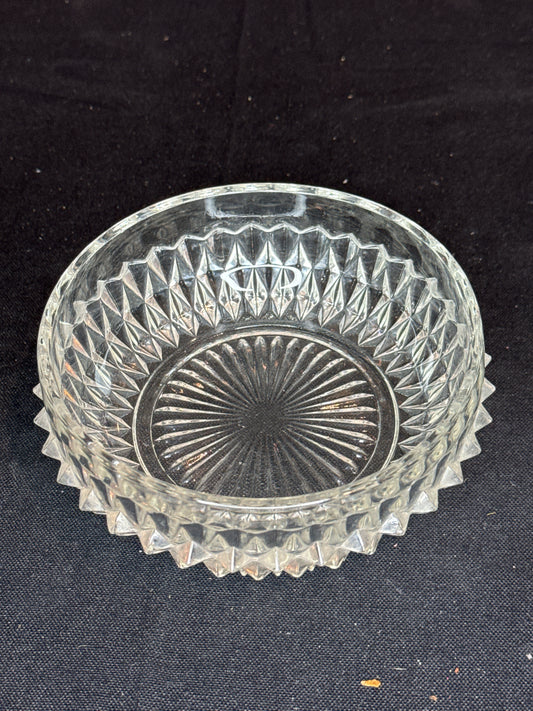 Vintage Indiana Glass Diamond Point Clear 5" Salad Bowls