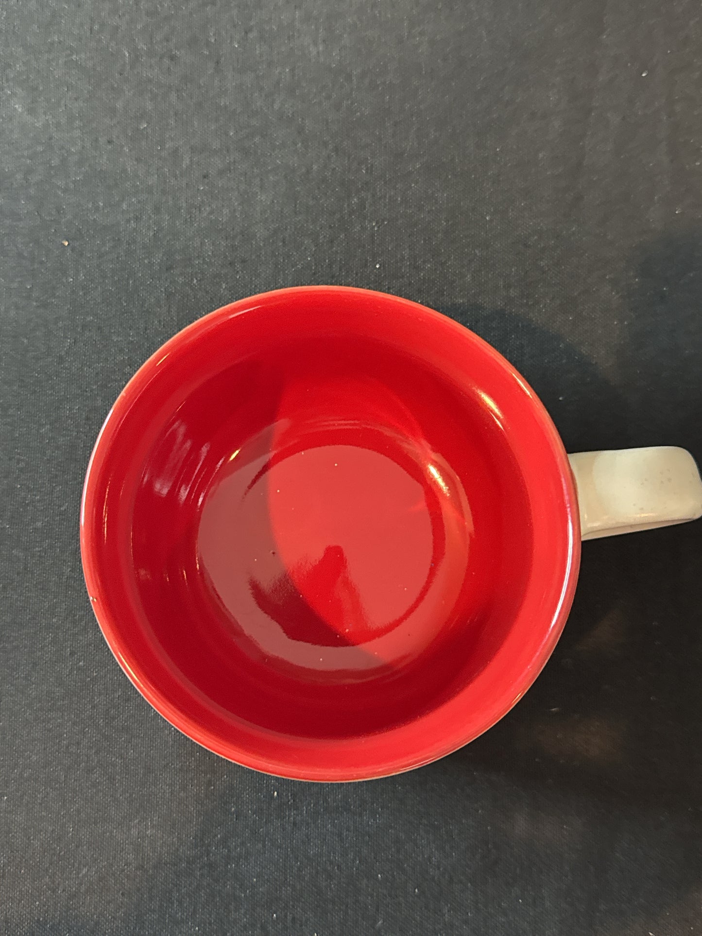 Sleigh Bell Bistro White Red and Green Snowflakes Red Interior Coffee Cup Mug 3.25" Tall