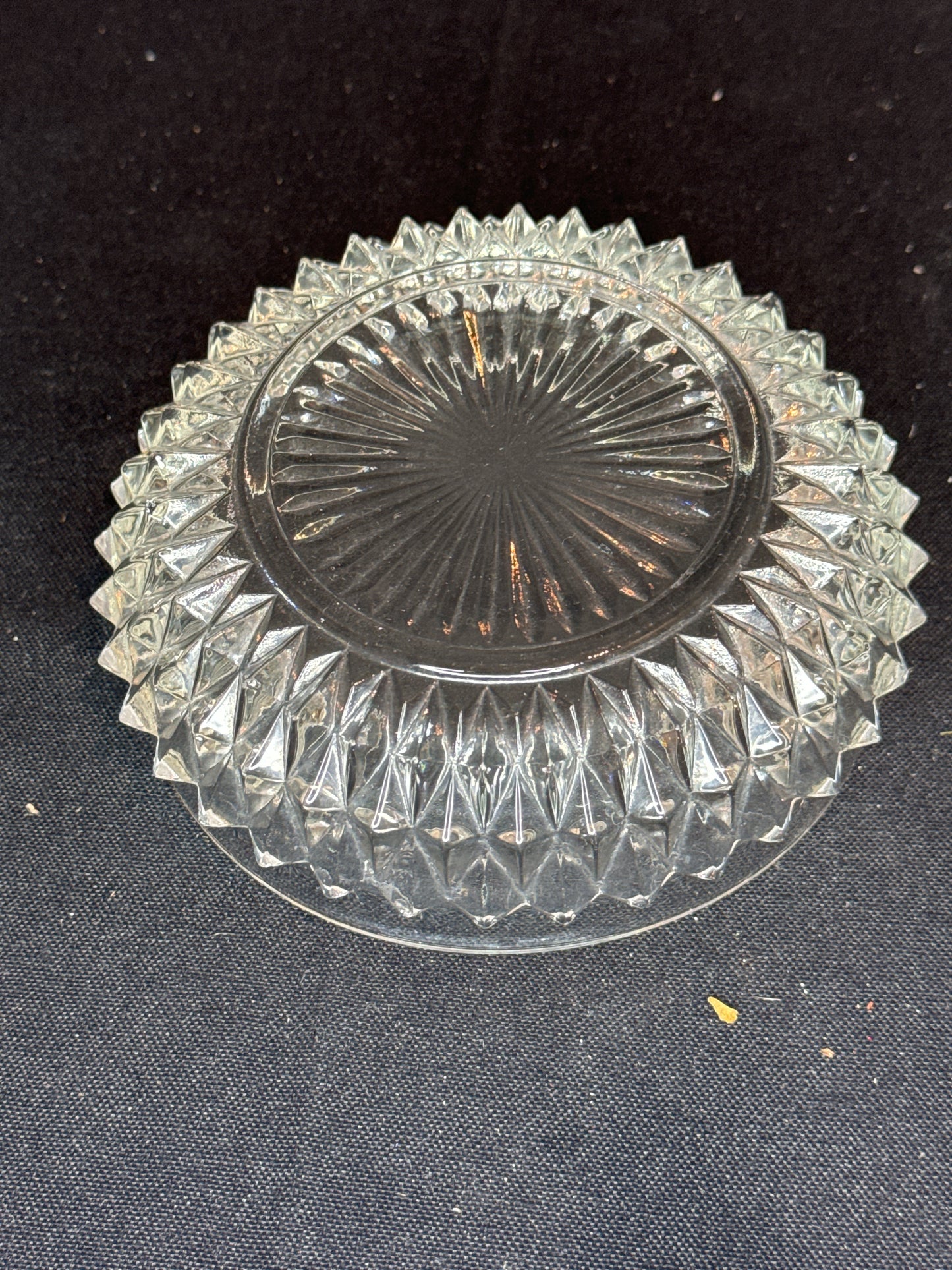 Vintage Indiana Glass Diamond Point Clear 5" Salad Bowls