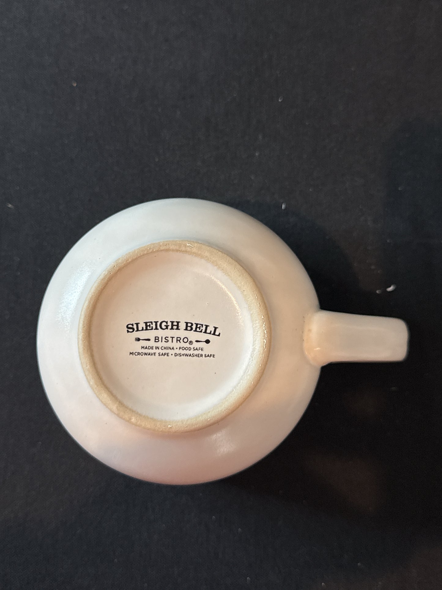 Sleigh Bell Bistro White Red and Green Snowflakes Red Interior Coffee Cup Mug 3.25" Tall