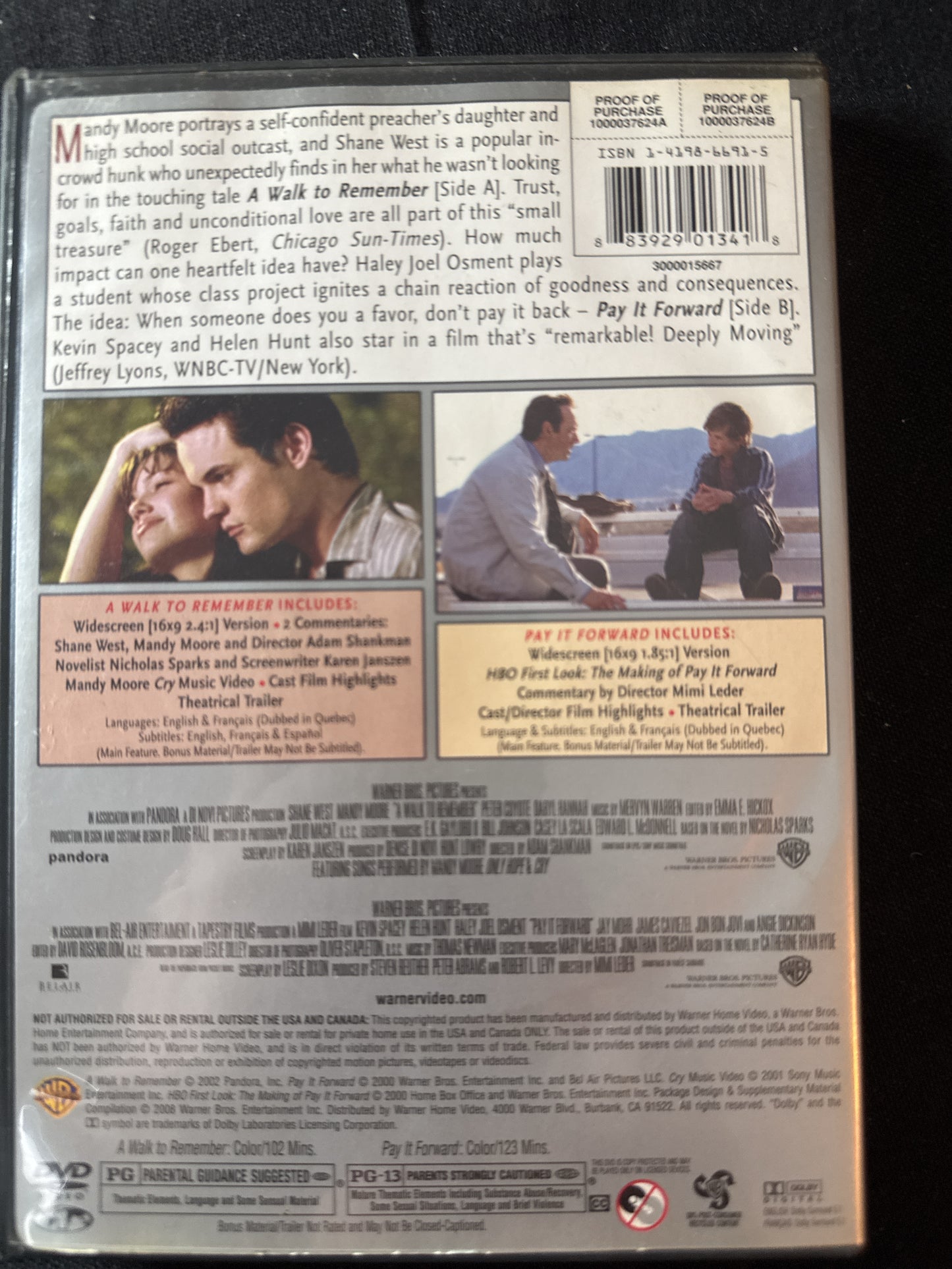 Double Feature A Walk to Remember, Pay it Forward DVD
