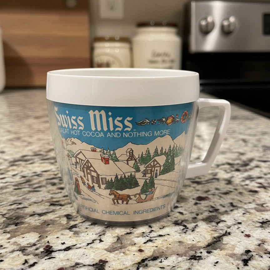 Vintage Swiss Miss Hot Cocoa Thermo Serv Cup Advertisiing Premium 3.25" Tall