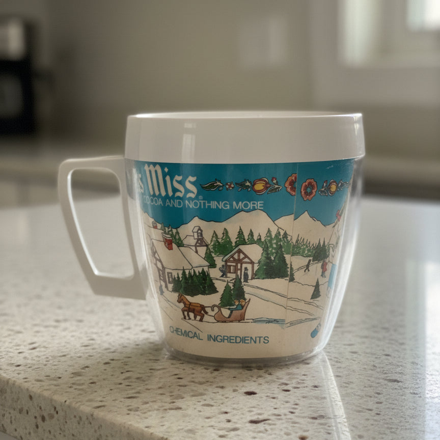 Vintage Swiss Miss Hot Cocoa Thermo Serv Cup Advertisiing Premium 3.25" Tall