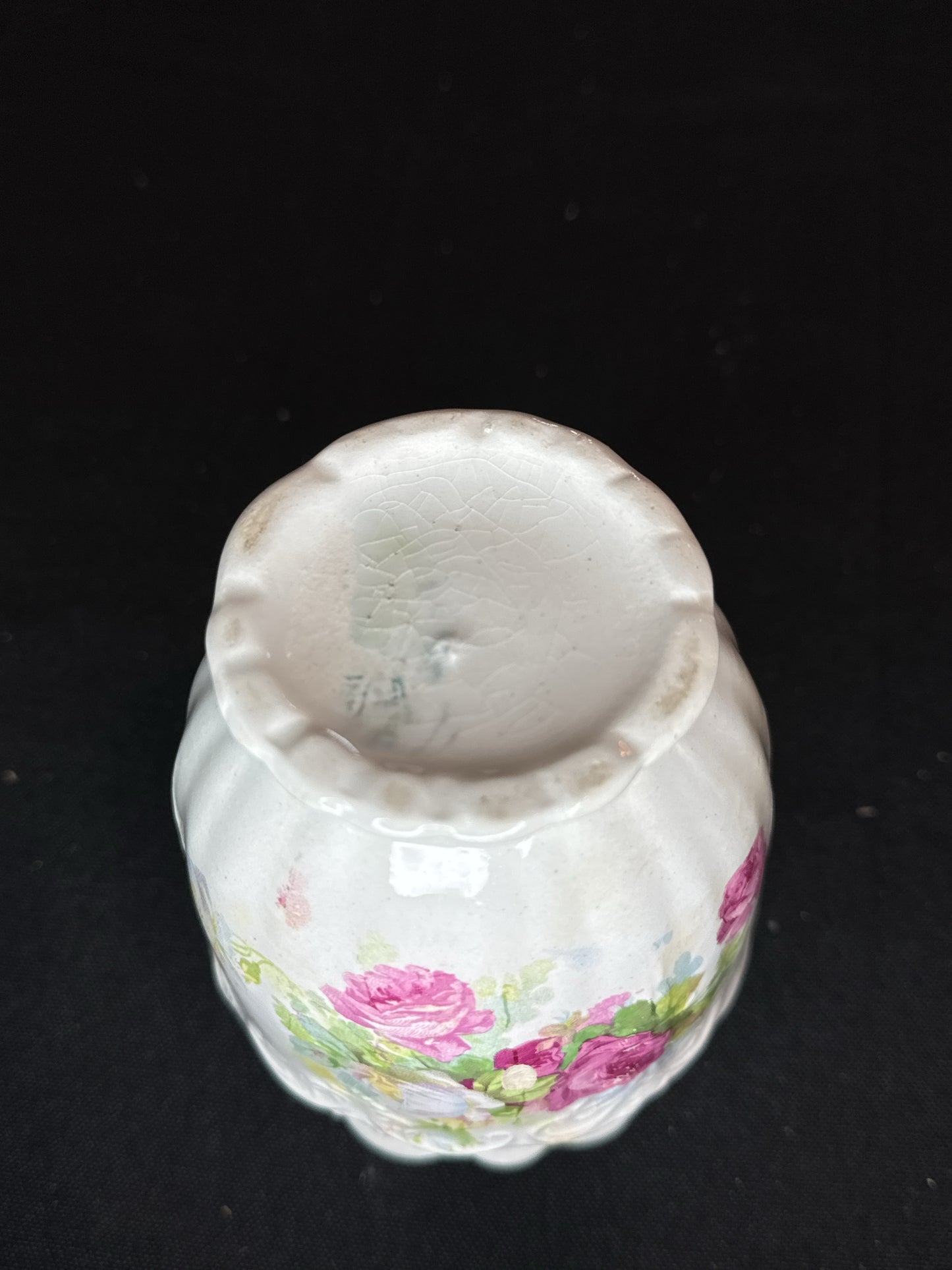 Ceramic Cream Colored Vase with Floral Pattern 5"