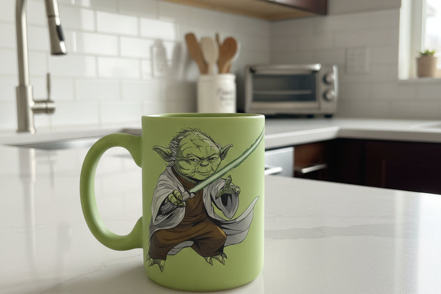 Star Wars Disney "May The 4th Be With You" 16oz Yoda Coffee Mug Cup Green Soft Feel 4 5/8"