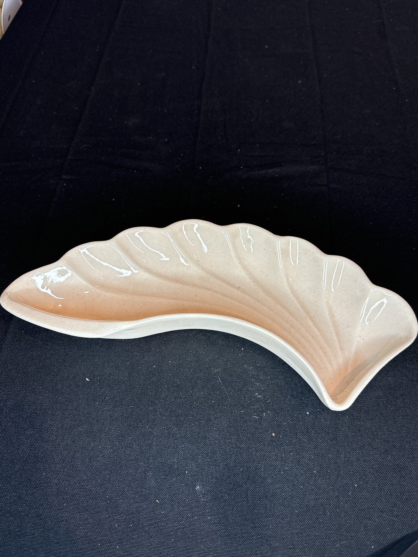 Mid-Century White Lane & Co. Van Nuys California Pottery Leaf Dish 11.5"