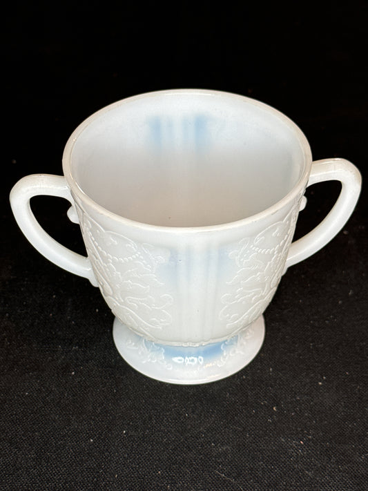 White American Sweetheart Depression Glass Sugar Bowl