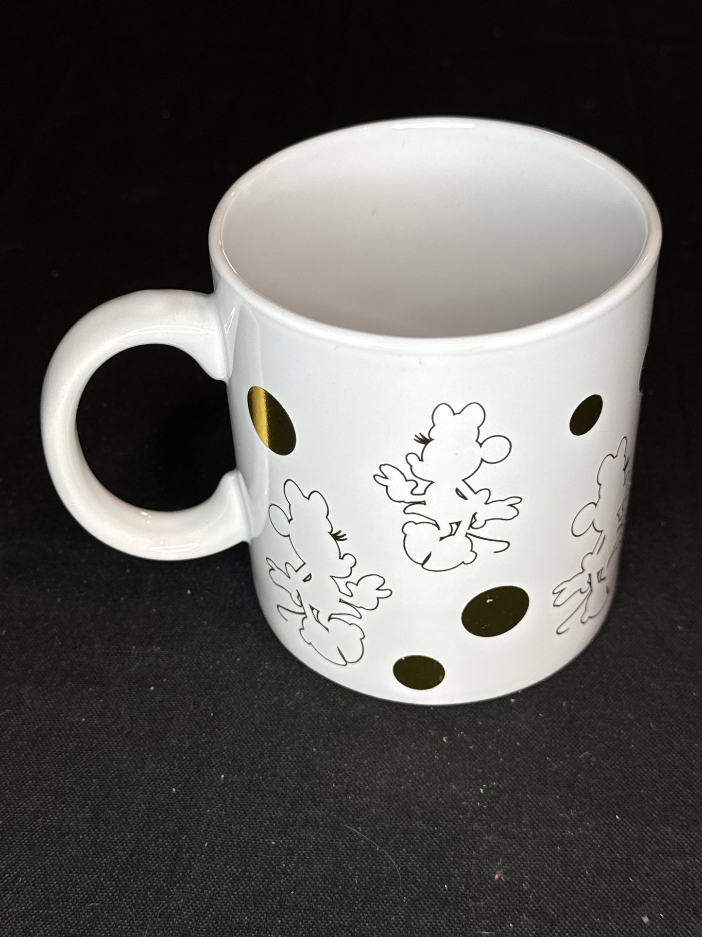 Minnie Mouse Disney White Gold Ceramic Large Mug Hot Chocolate Coffee Cup