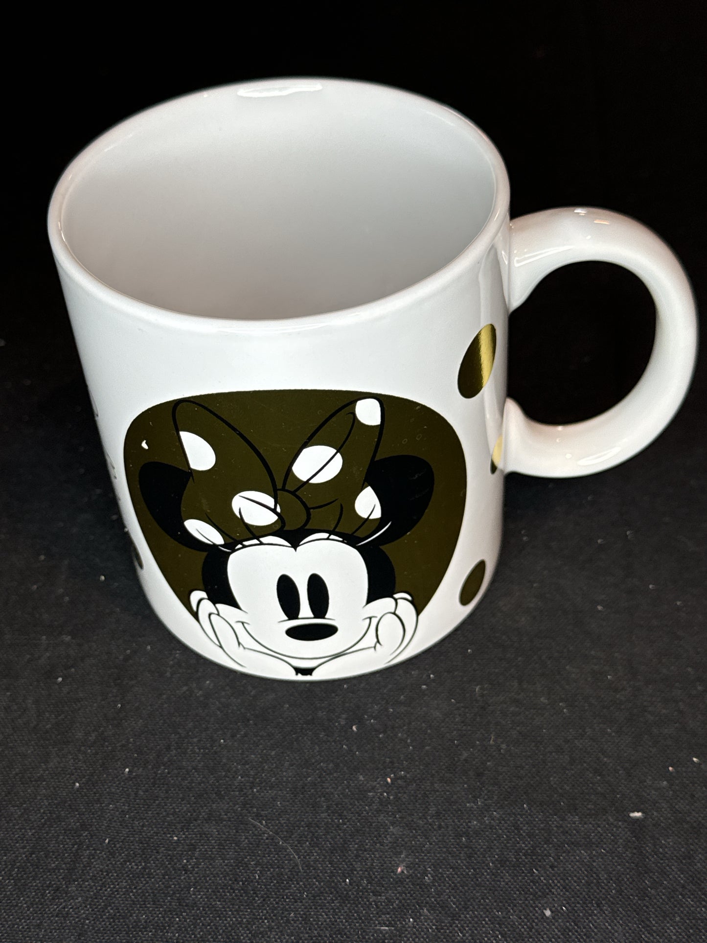 Minnie Mouse Disney White Gold Ceramic Large Mug Hot Chocolate Coffee Cup