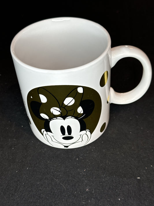 Minnie Mouse Disney White Gold Ceramic Large Mug Hot Chocolate Coffee Cup