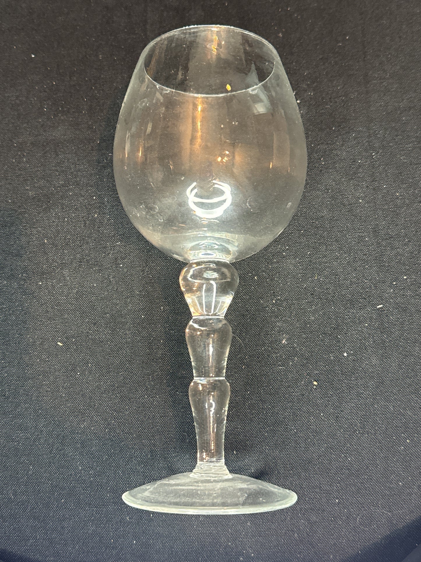 Glass Wine Goblet Three Tier Bulbous Stem