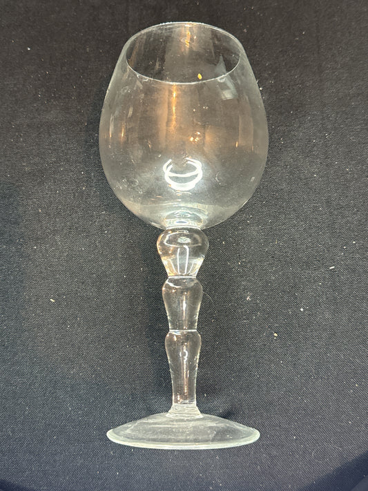 Glass Wine Goblet Three Tier Bulbous Stem