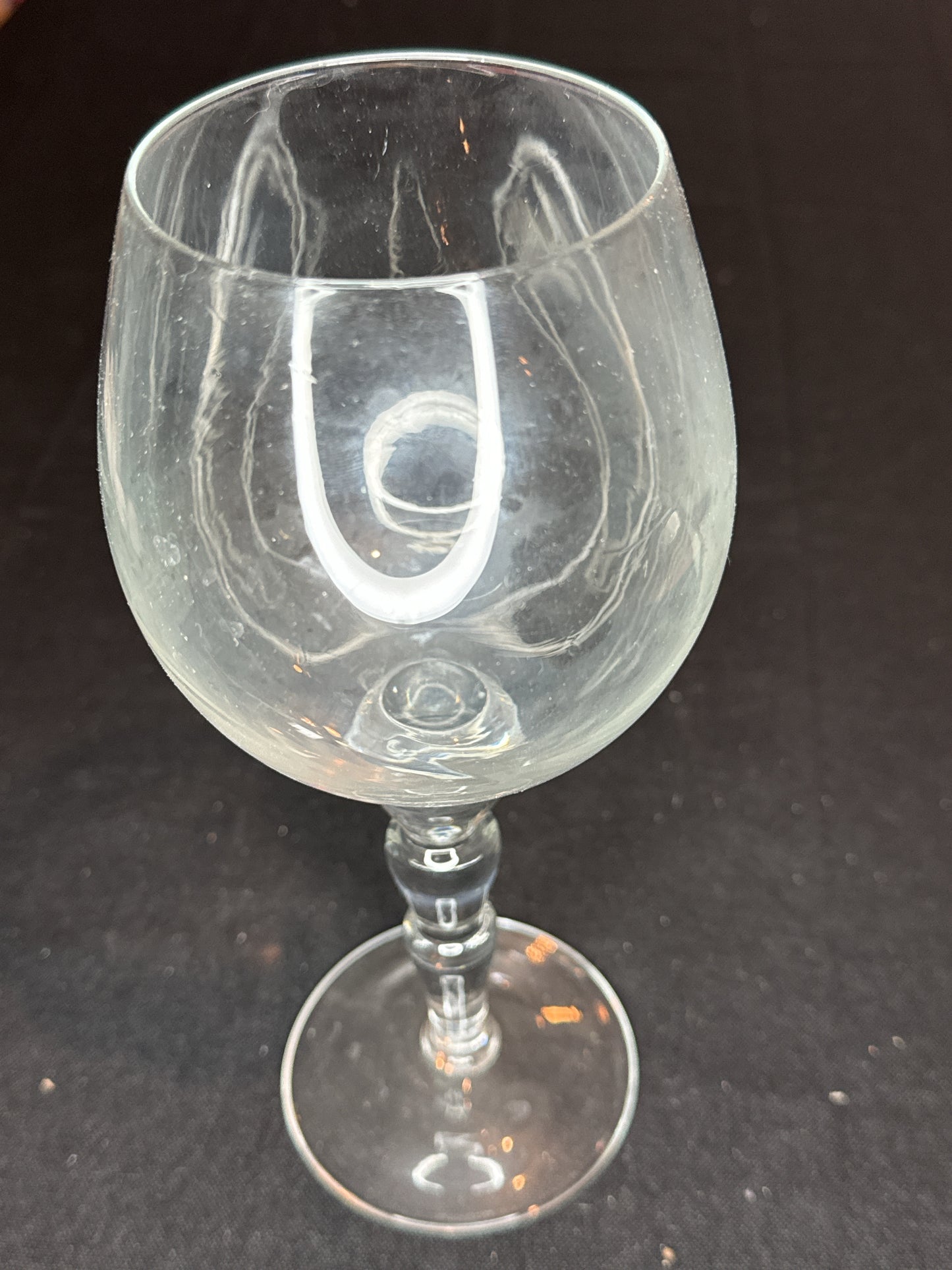 Glass Wine Goblet Three Tier Bulbous Stem