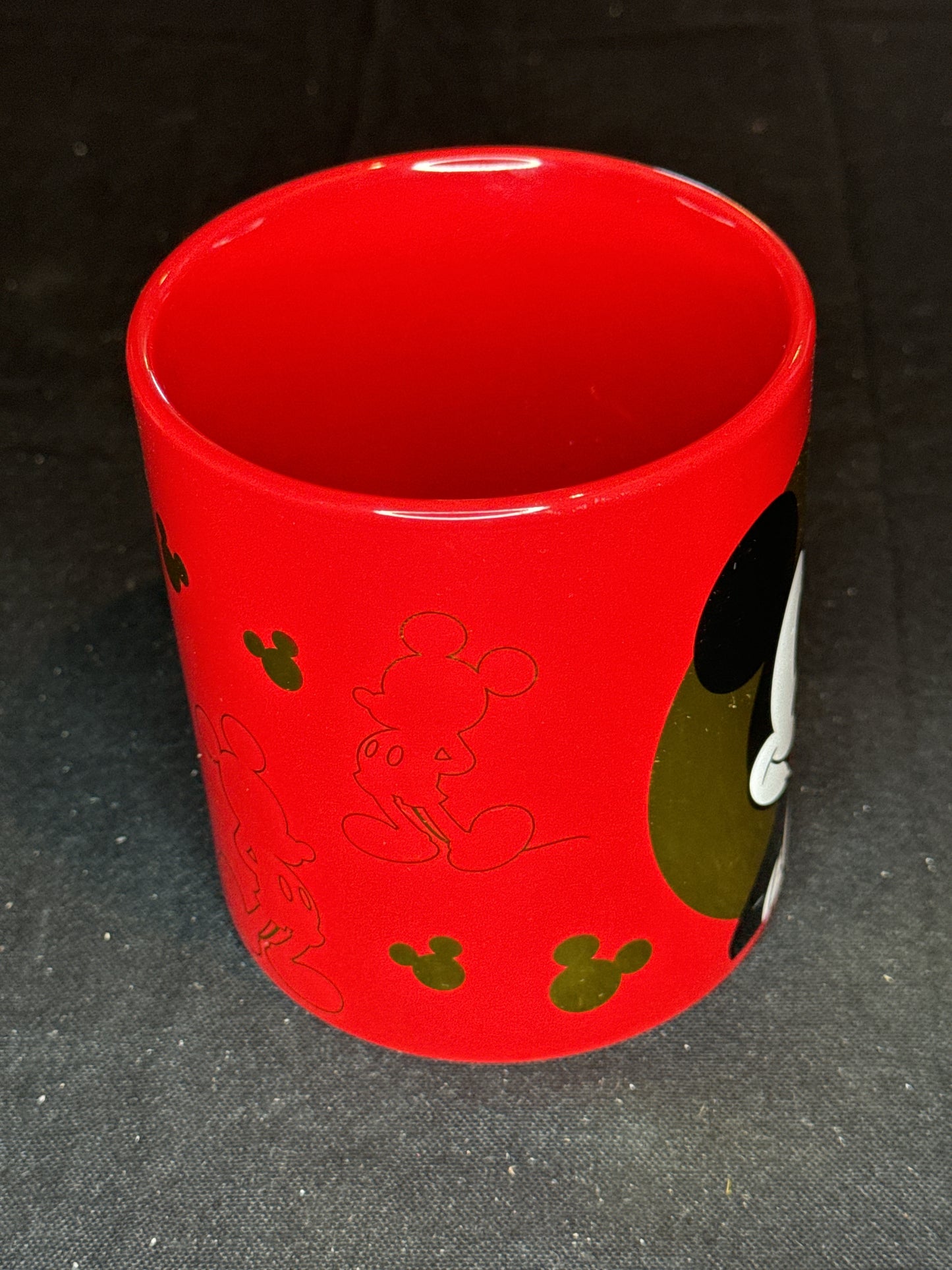 Disney Mickey Mouse Red and Gold Coffee Mug Cup by Valerie 20oz