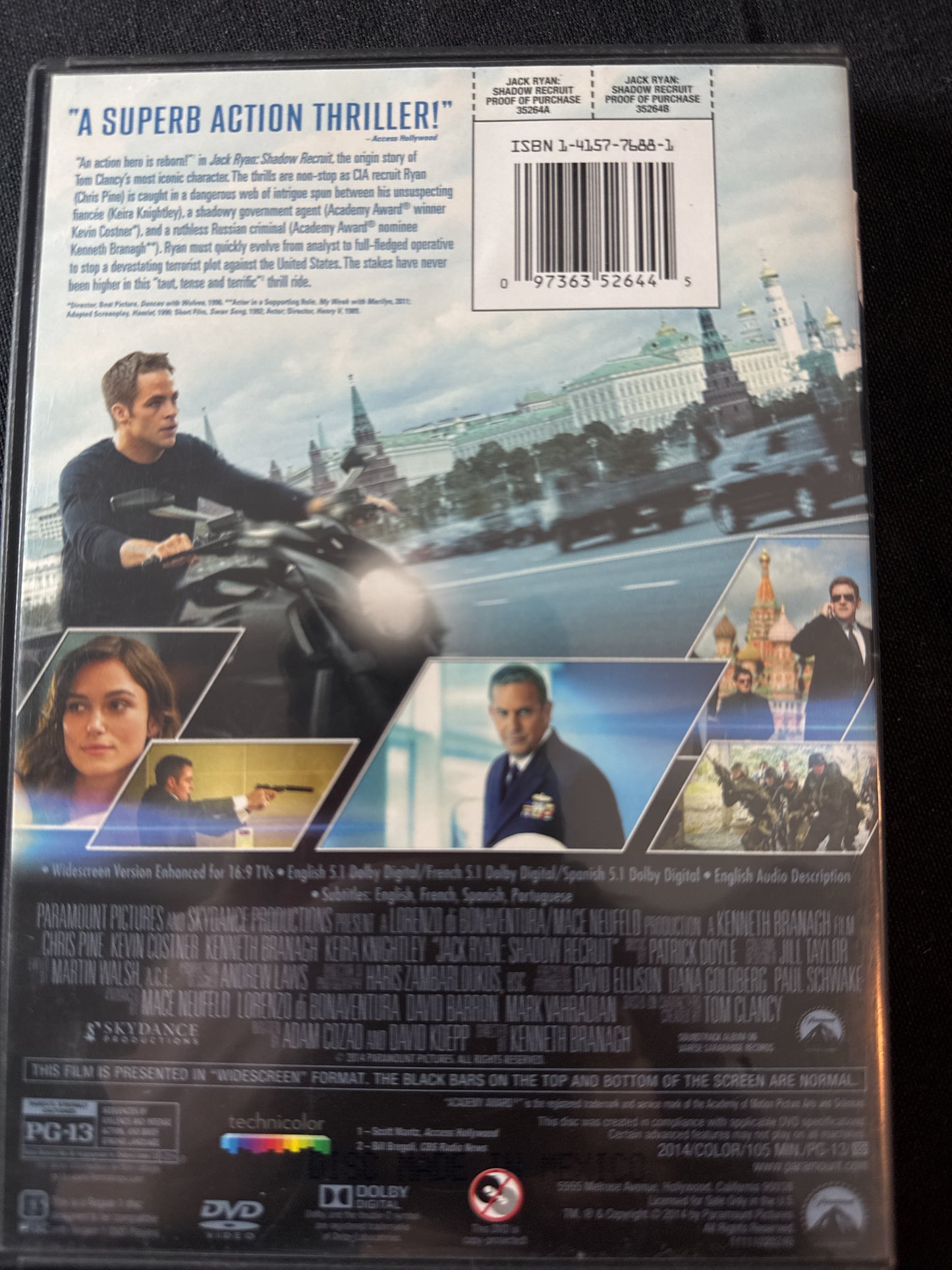 Tom Clancy Jack Ryan Shadow Recruit DVD