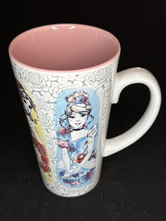 New Disney Princess Mug Aurora, Ariel, Belle, Cinderella Pattern, 6" Tall Mug