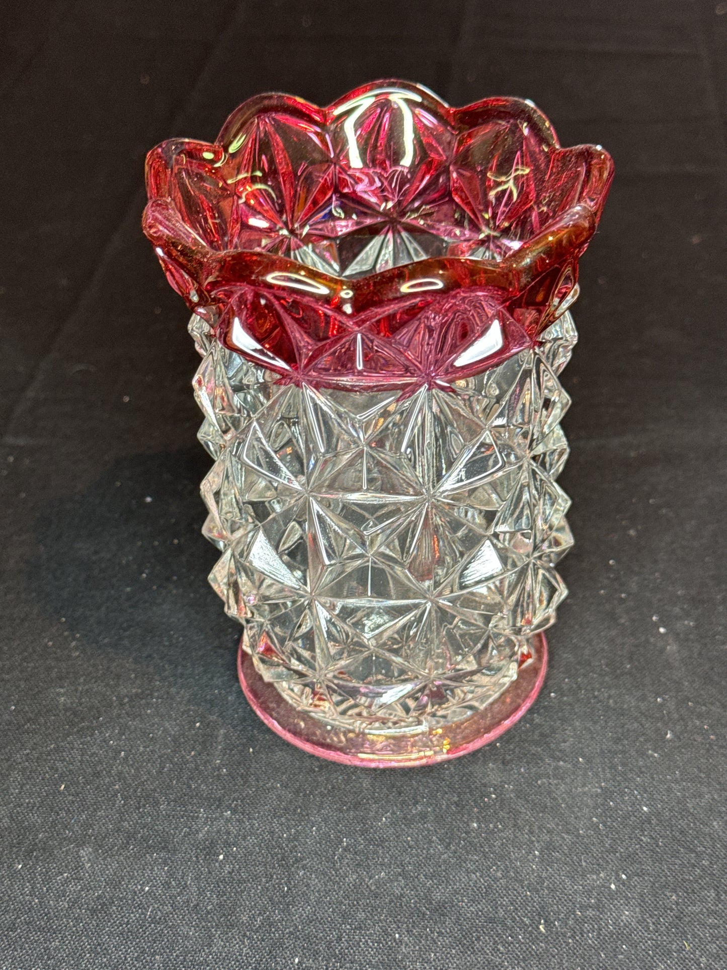 Williamsburg by United States Glass Company Pittsburg 1940's Ruby Flashed Glass Celery Vase