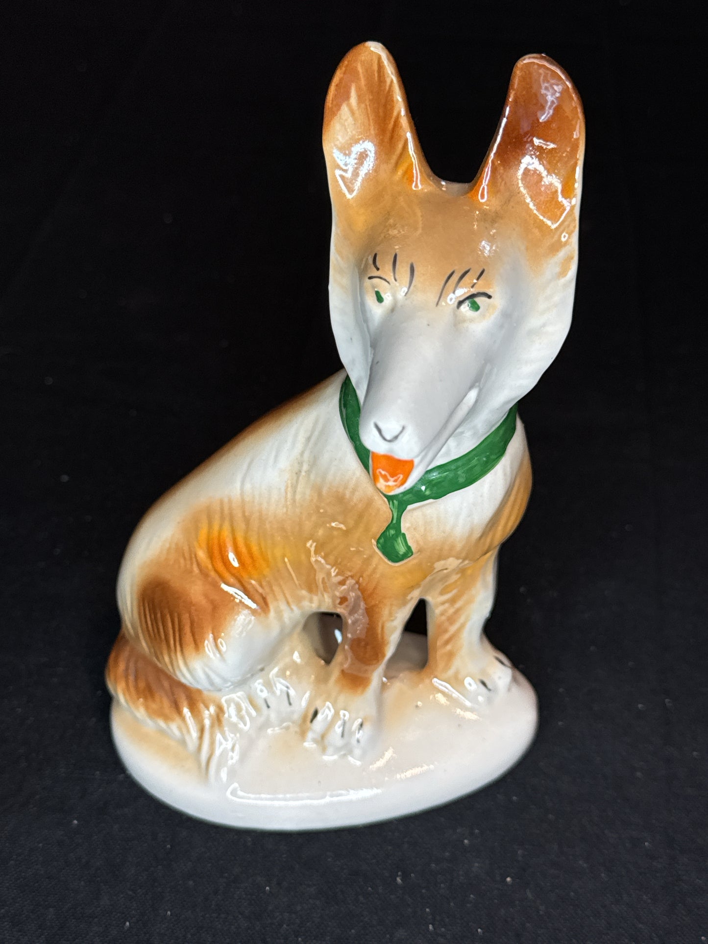 Collie Dog or German Shepherd Pottery Figurine Brazil Mid-Century Lusterware