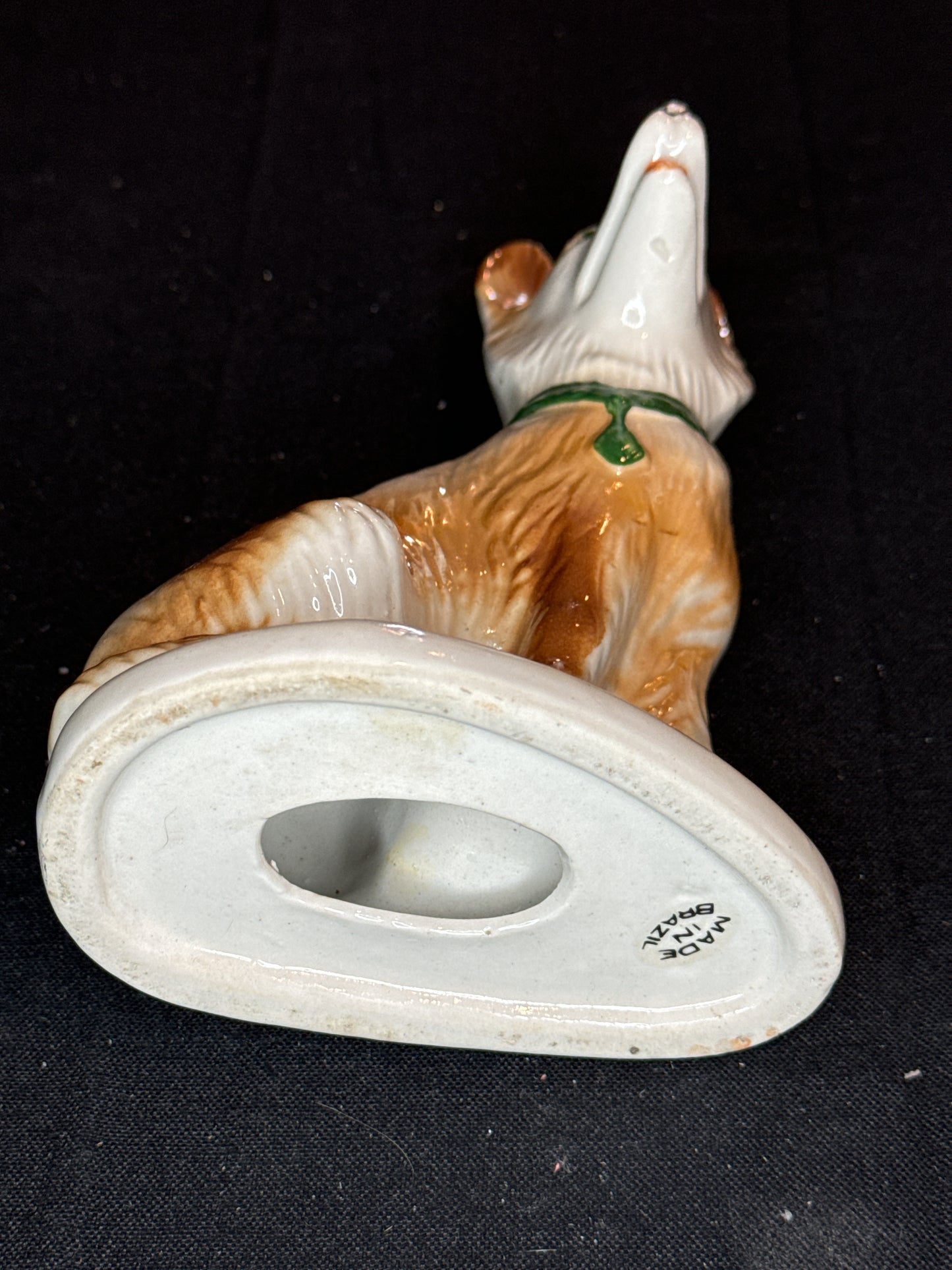 Collie Dog or German Shepherd Pottery Figurine Brazil Mid-Century Lusterware