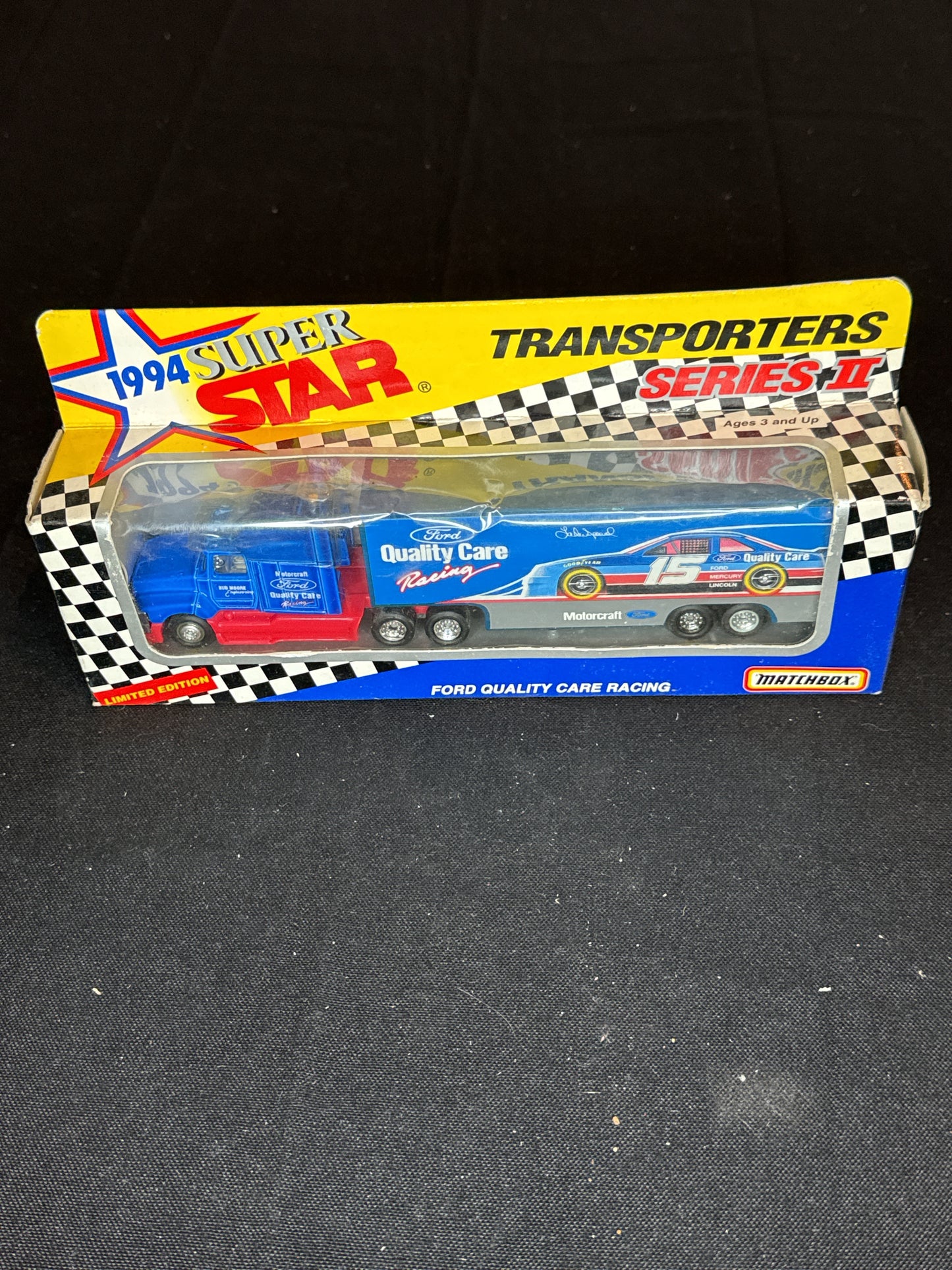 Matchbox Super Star Transporters Series II 1994 Ford Quality Care Racing #15 NIB