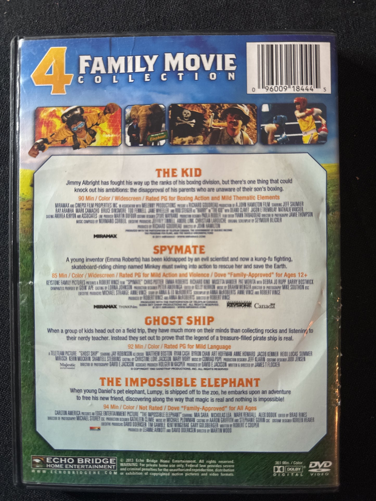 Four Movies Family Collection The Kid, Spymate, Ghost Ship, Impossible Elephant DVD
