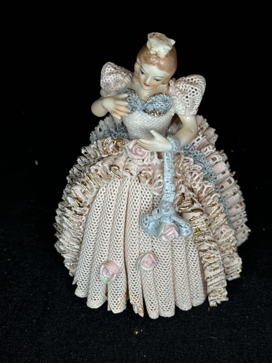 Porcelain Doll Figurine 5" Tall Imperfect Condition