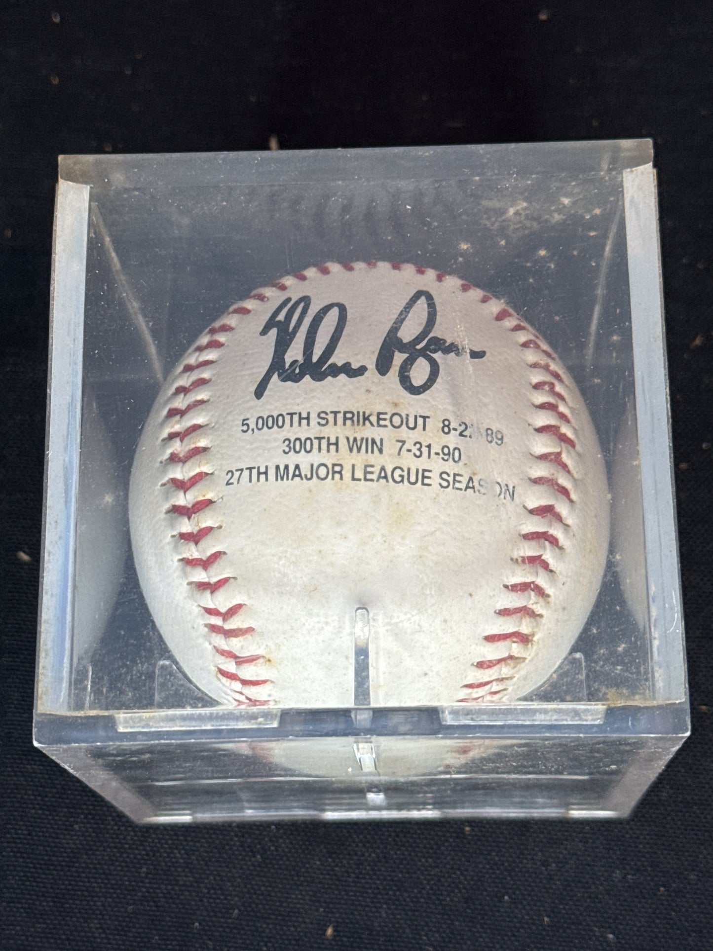 Nolan Ryan 1991 Milestones (K & Wins) Baseball w/Facsimile Signature & Holder